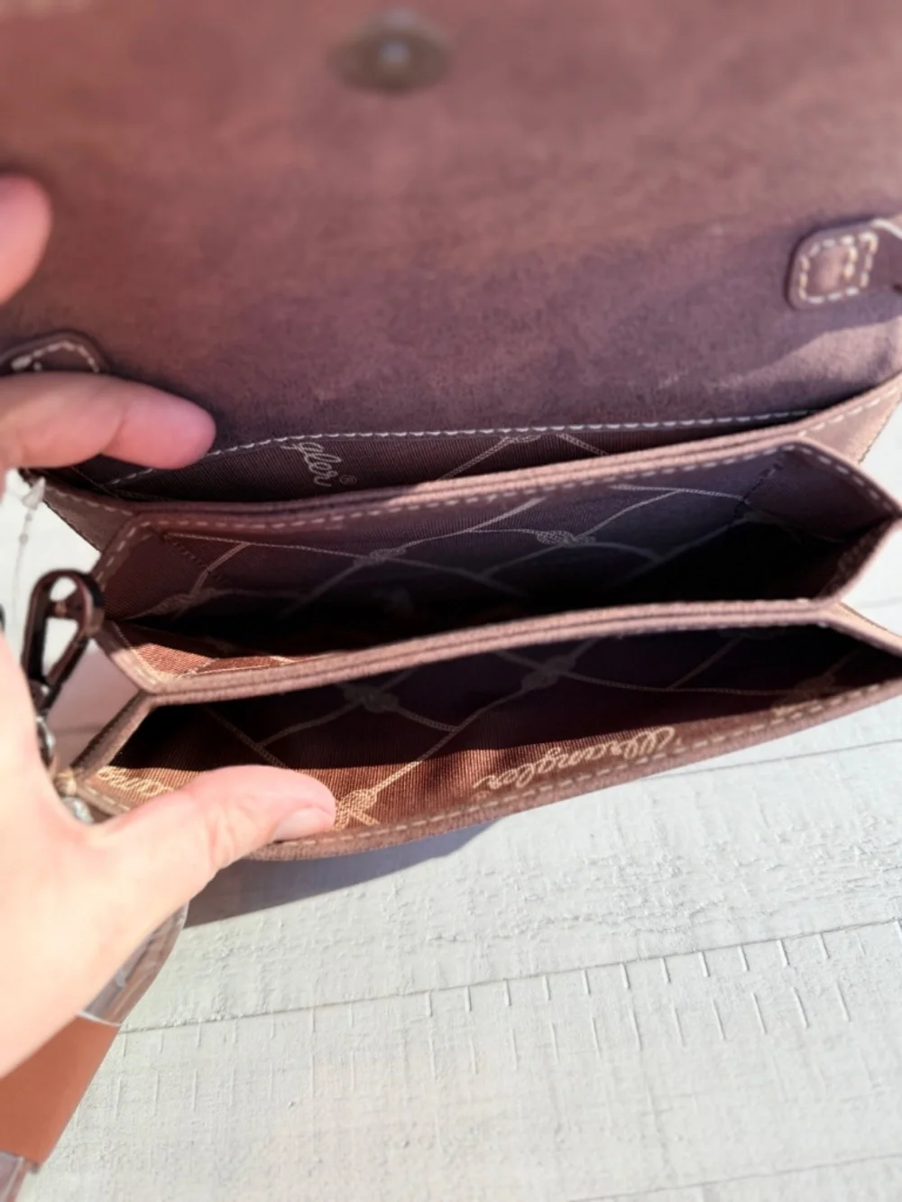 Wrangler Genuine Hair-On Cowhide Wallet/Crossbody - Coffee